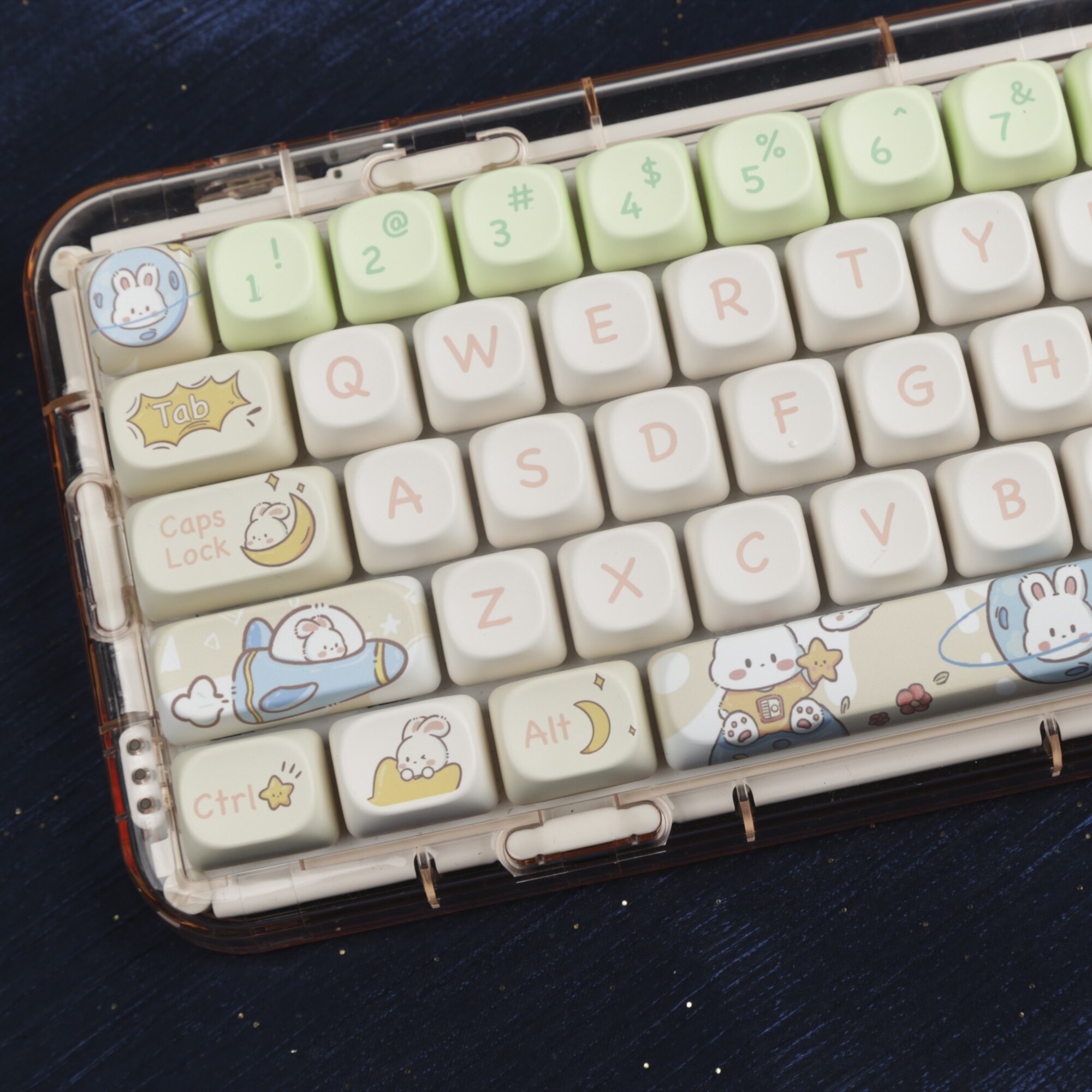 Space Rabbit Keycaps MOA Profile Personalized Keycap for Mechanical Keyboard with ANSI Layout for Mx Switch Mechanical Keyboard