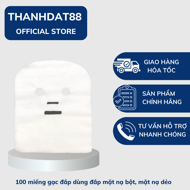 Gạc đắp dùng đắp mặt nạ bột, mặt nạ dẻo - Gói 100 miếng gạc