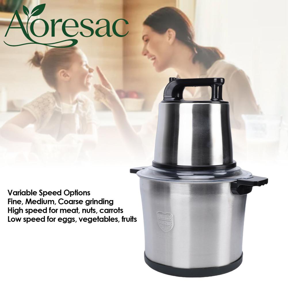 Aoresac 1800W เครื่องบดเนื้อไฟฟ้า SUS304 สแตนเลสสตีลอาหารไฟฟ้าผัก Chopper สำหรับกระเทียมพริกถั่ว Home Commercial ราคา 10,736 บาท*ส่งฟรี