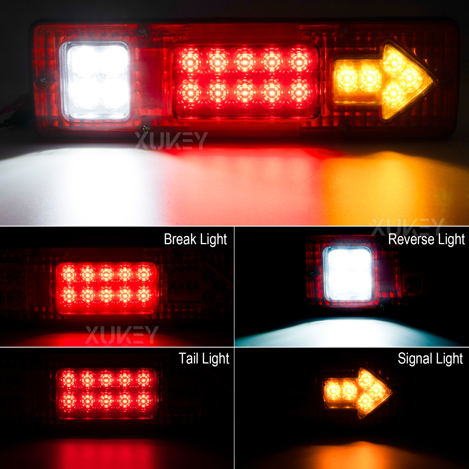 【Tech-savvy】 12v Led Trailer Tail Bar Turn Indicator Rear Lamp Rv Pickup Lorry Trailer Truck 2pcs