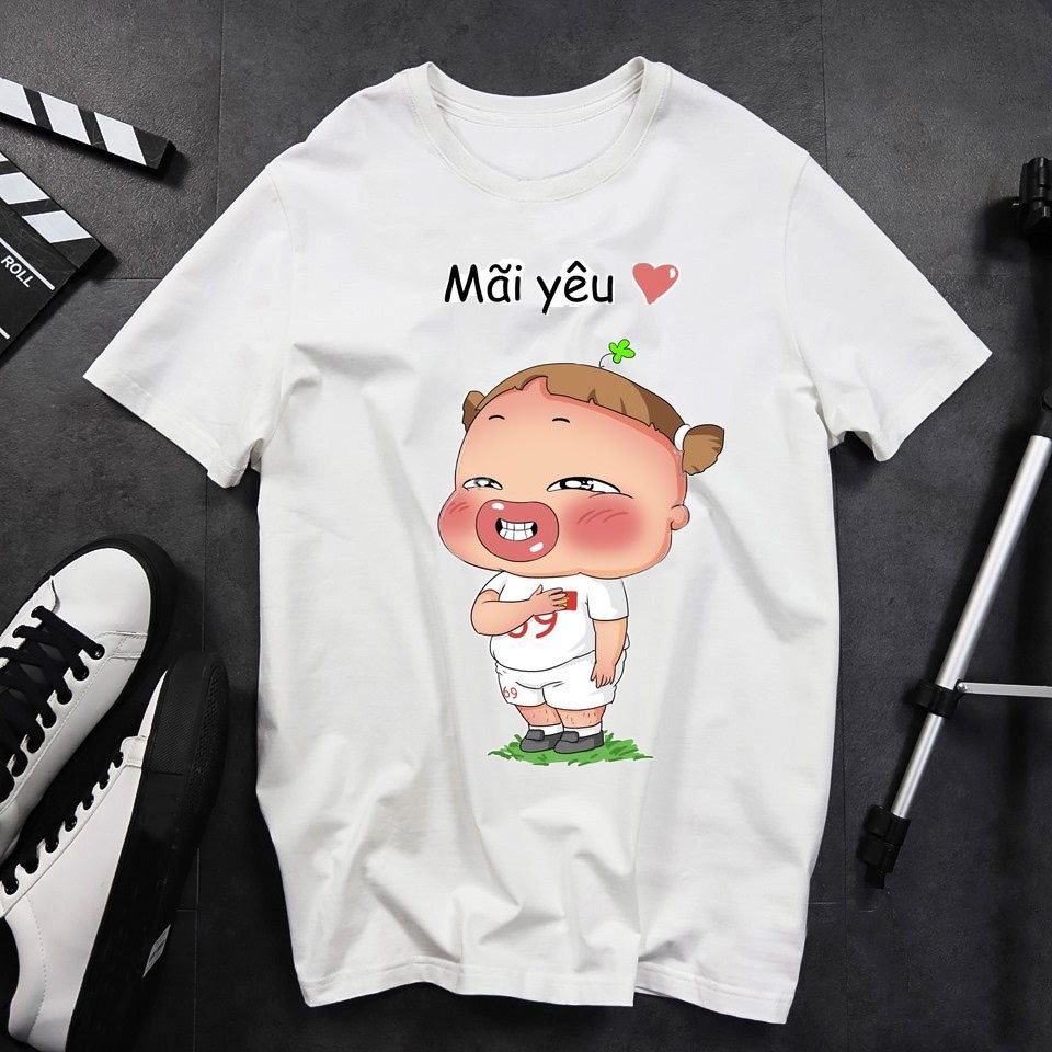 {GIÁ CỰC RẺ} Áo thun nam nữ tay ngắn, in logo quỳnh aka 'mãi yêu' unisex full size mẫu đẹp giá rẻ