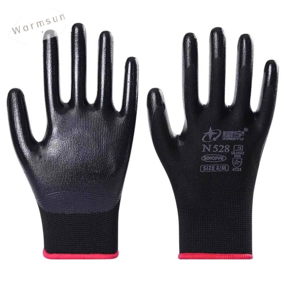 WARMSUN 12Pairs Bảo vệ Găng tay làm việc Câu Cá An toàn Găng tay công nghiệp Dày Chống mài mòn Găng tay cao su Thể thao ngoài trời
