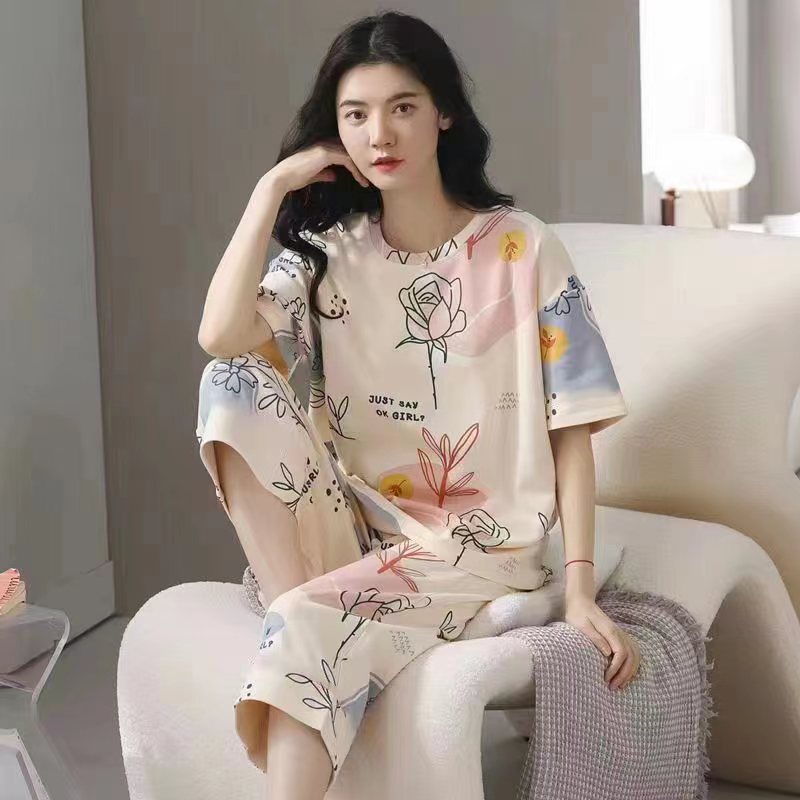 Bộ Đồ Ngủ Pijama Mỏng Cỡ Lớn Điều Hòa Không Khí Thời Trang Xuân Hè Cho Nữ [Lff0704]