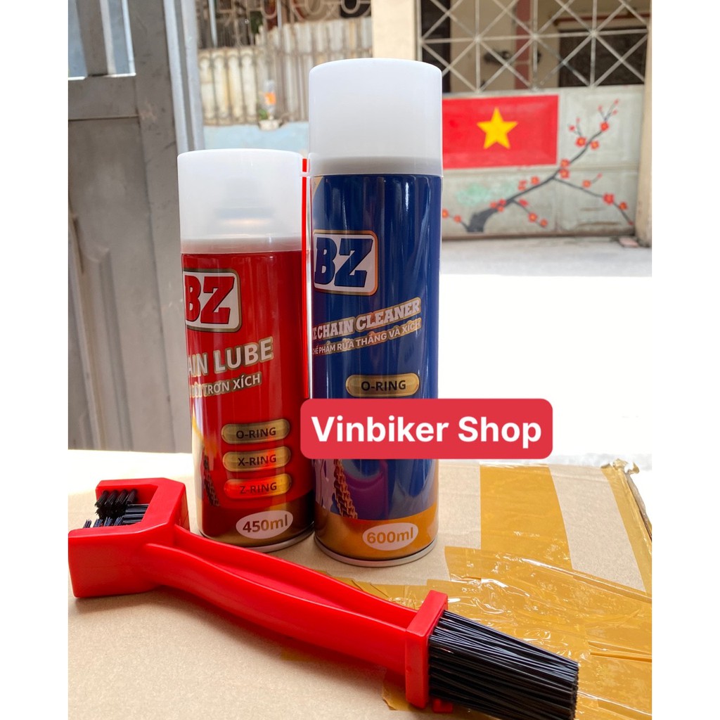 Bộ vệ sinh xích sen bz gồm bộ dưỡng sên bz + rửa sên bz + bàn chải sên 3d