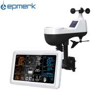 Lepmerk WiFi Smart Weather Station with Outdoor Sensor 7.5 Inch Color Display Weather Station with Weather Forecast Temperature Humidity Wind Speed Wind Direction Rainfall