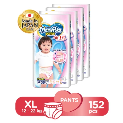 MamyPoko Air Fit Pants Girl Diapers XL 38 X 4 Packs 152 Pcs (12-17kg)
