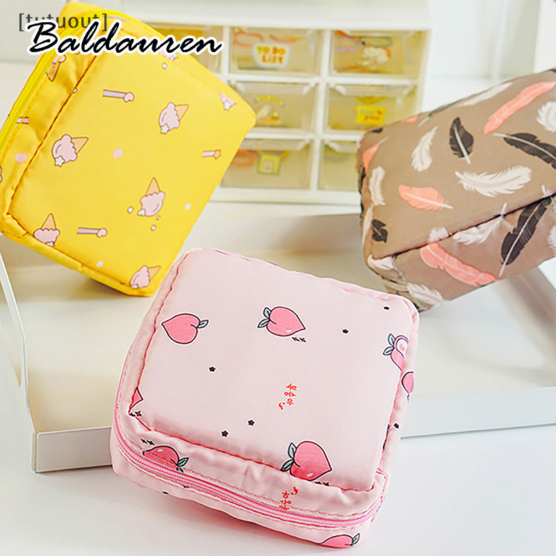 BALDAUREN [Tuout] เกาหลีน่ารักหมีถุงเก็บฟองน้ำสุขอนามัยการจัดเก็บบิ๊ก dungfulness การ์ตูนสาวฟิสิกส์อายุแบตเตอรี่ Tampon กระเป๋าออแกไนเซอร์มินิกระเป๋า VN ราคา 17 บาท*ส่งฟรี
