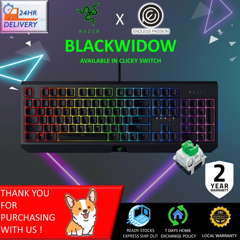 Razer BlackWidow Mechanical Gaming Keyboard: Green Mechanical Switches - Tactile & Clicky - Chroma RGB Lighting - Anti-Ghosting - Programmable Macro Functionality Singapore