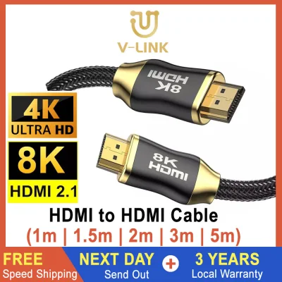 8K HDMI to HDMI 2.1 Cable, 8K/60Hz 4K/120Hz 48Gbps Braided Cord - Ultra High Speed Gbps - Gold Plated Connectors - Ethernet, Audio Return - Video 8K 4K 2160P HD 1080P 3D - Xbox PlayStation 5 PS5 PS4 PC TV [Local Warranty]