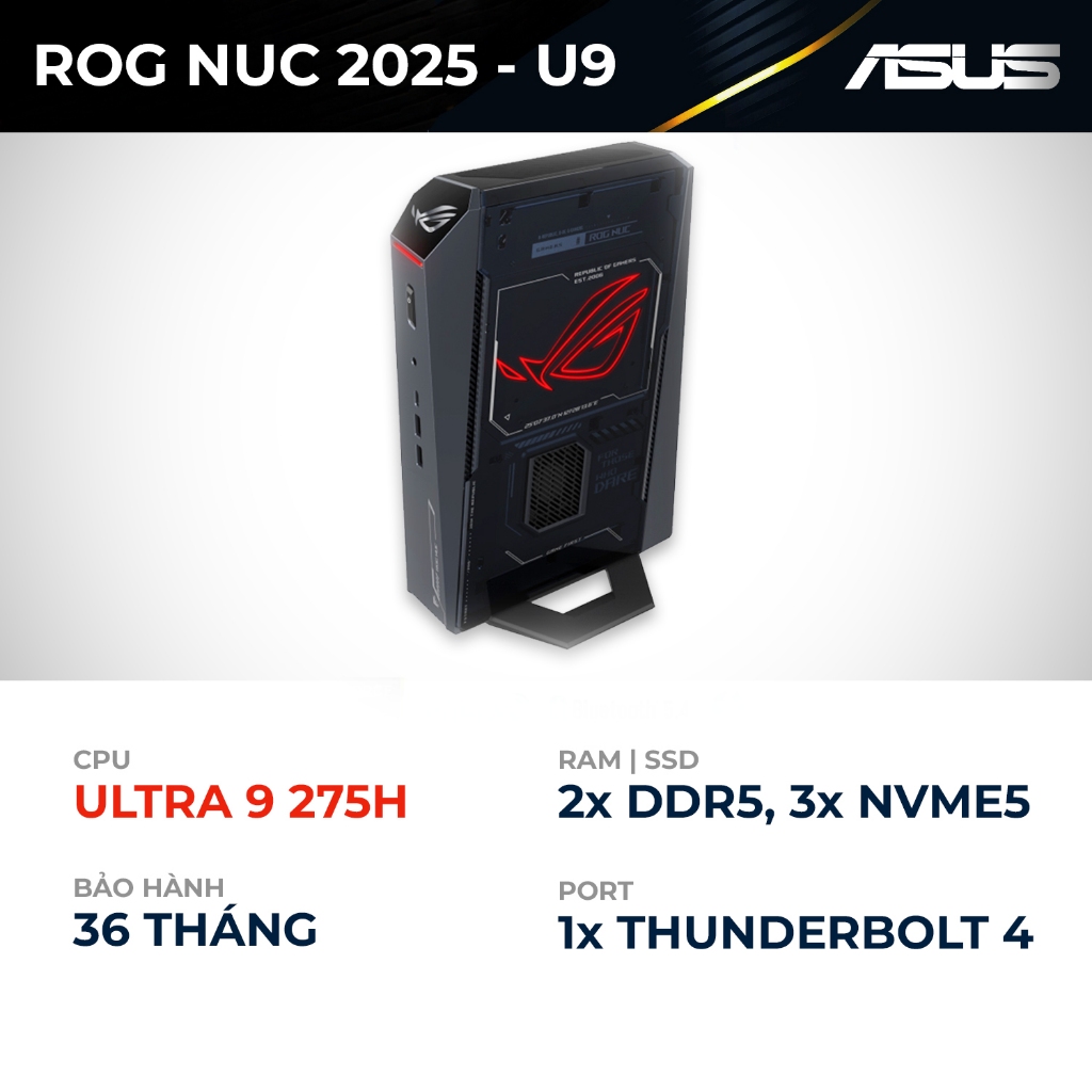 ASUS ROG NUC (2025) Mini PC Core Ultra 9 275HX RTX 5080 DDR5-6400 RAM RNUC15JNK9X289A0
