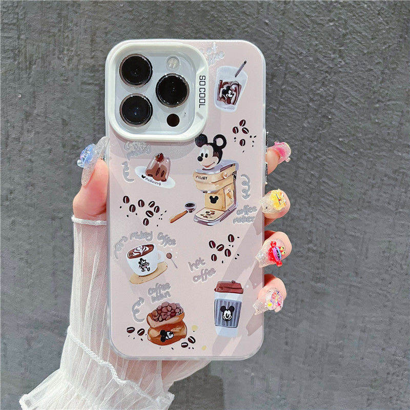 Coffee Cake Mickey Minnie case OPPO A60 A5 A11X A98 A94 A15S A35 A17K A37 A3S A55 A58 A74 A95 A78 A58 A16K A16E A31 A38 A18 A33 A53S A57 A5S A12S A11K A76 A36 A96 4G 5G casing