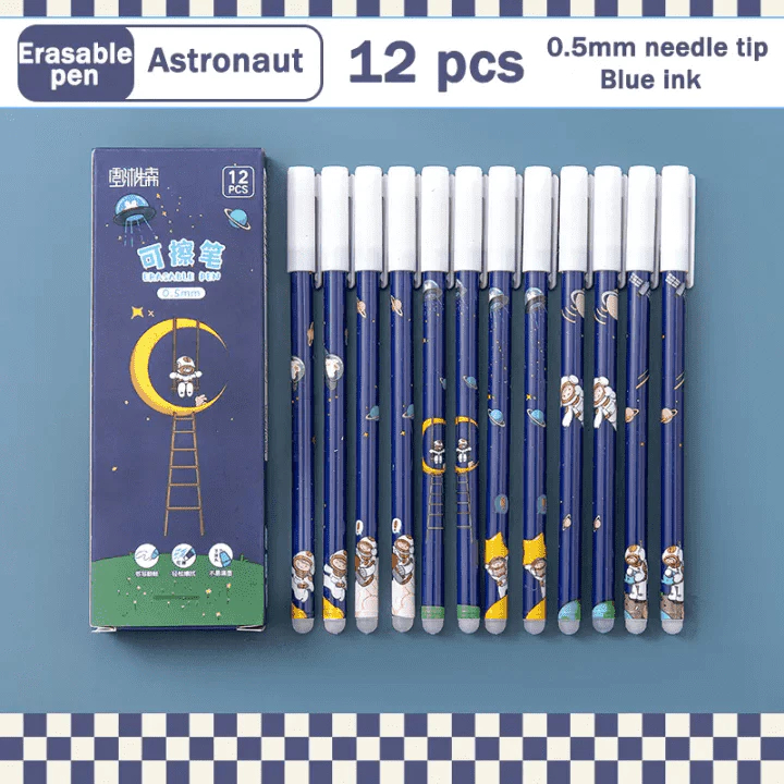 12pcs 0.5mm Erasable Gel Pen Cute Pen Blue Ink With Eraser Magic Blue Pen School Stationery Supplies