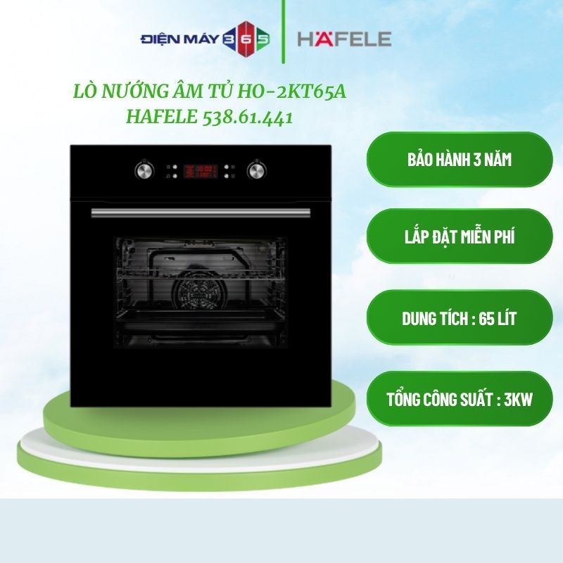 Hafele HO-2KT65A 538.61.441 – Lò nướng âm tủ Series 200, màn hình LED hiển thị thời gian, điều khiển núm vặn & nút nhấn, cửa kính cách nhiệt, vệ sinh thủy phân dễ dàng