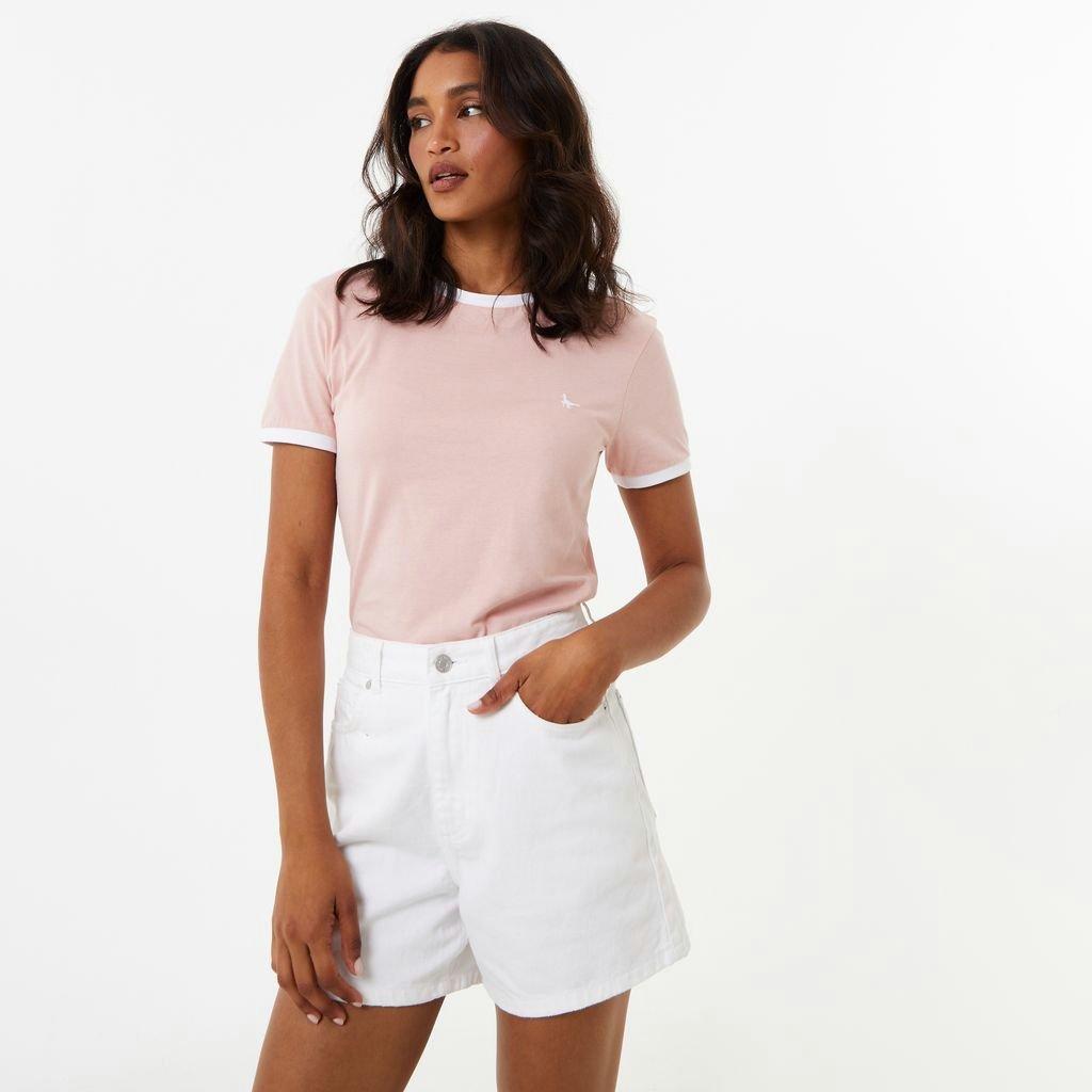 Jack Wills Womens Trinkey Ringer T-Shirt (Pink) - Sports Direct