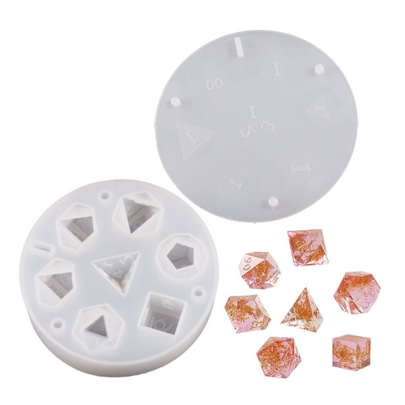 7-in-1 Epoxy Resin Silicon Mold-Cube nến lÀm trò Chơi Dice Nhiều Kiểu