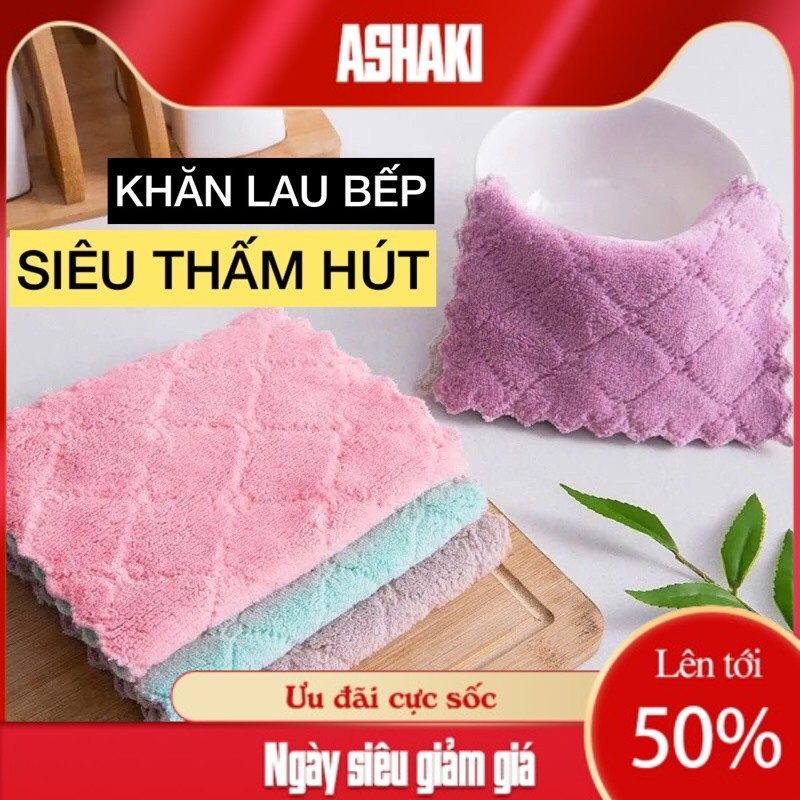 Khăn Lau Bếp 2 Mặt Đa Năng Dày Dặn Siêu Thấm - Lau Bát Đĩa, Bàn Ghế 10C - store ashaki