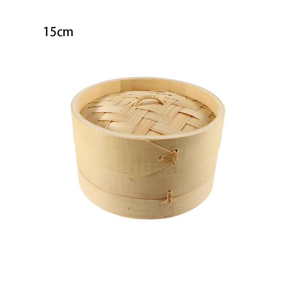 Kfdld Nồi Xửng tre bánh bao Trung Quốc 10/15/20cm có nắp Dimsum hấp cơm Rổ đựng rau dụng cụ nấu bếp 