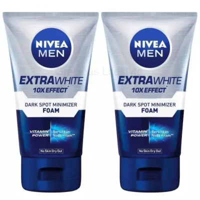 Face Wash (Pack of 2) NIVEA Men Extra White 10x Effect 100ml, Dark Spot Minimizer Foam,Vitamin Power *MEGA SALE*