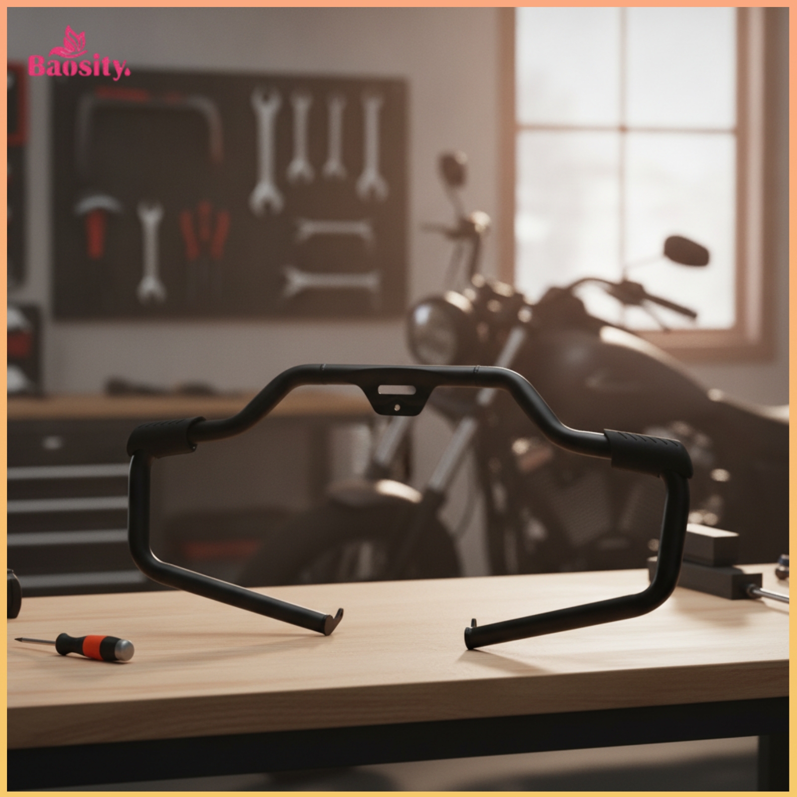 Baosity Matte Black Front Engine Guard Sturdy Front Crash Bar Easy to Install Motorcycle Crash Bar Sleek for Motorcyclists ราคา 8,192 บาท*ส่งฟรี