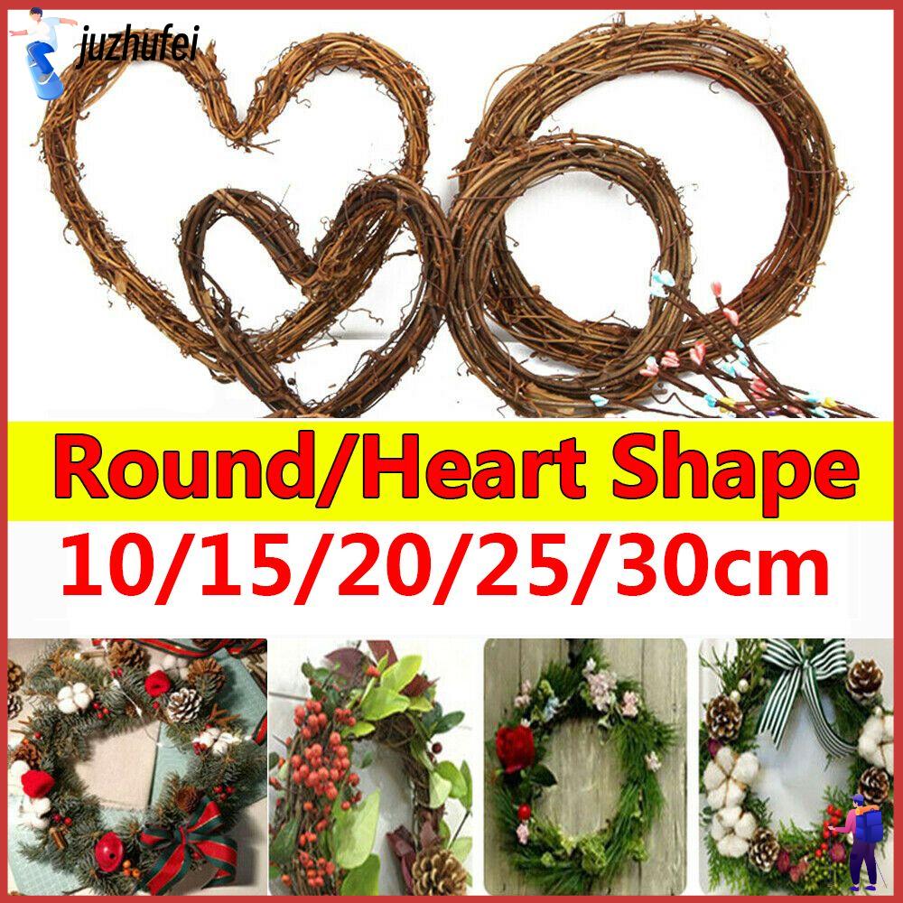 JUZHUFEI 10-30CM Thủ công DIY Cửa sổ treo Đồ trang trí cho bữa tiệc Xmas Vòng hoa đám cưới Vòng hoa mây Wreath Wicker Hình tròn / hình trái tim Cầu mây