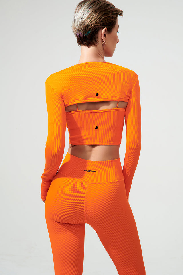 OLABEN Áo crop ngoài tay dài Envy cut out long sleeve crop top