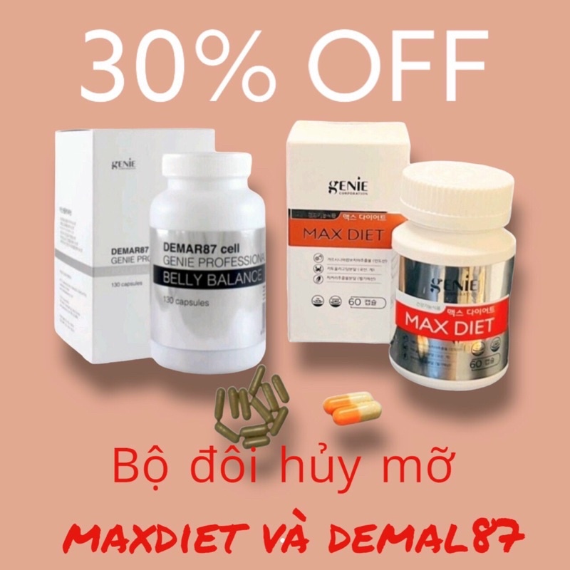 combor 30 viên Max diet và 65 viên hủy mỡ bụng demar87 Genie