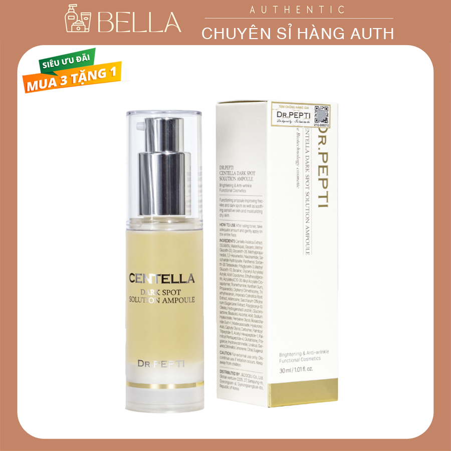 Tinh chất Dr Pepti Centella Dark Spot Solution Ampoule 30ml dưỡng trắng, giảm mụn, mờ thâm, trẻ hoá da