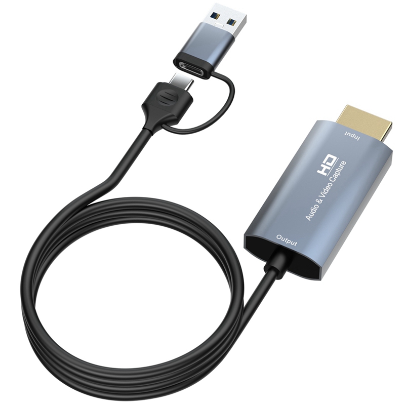 4K -Compatible to Type-C+USB Capture Card 1080P Computer Game Mobile Phone Live Audio Video Capture Card 1.8M