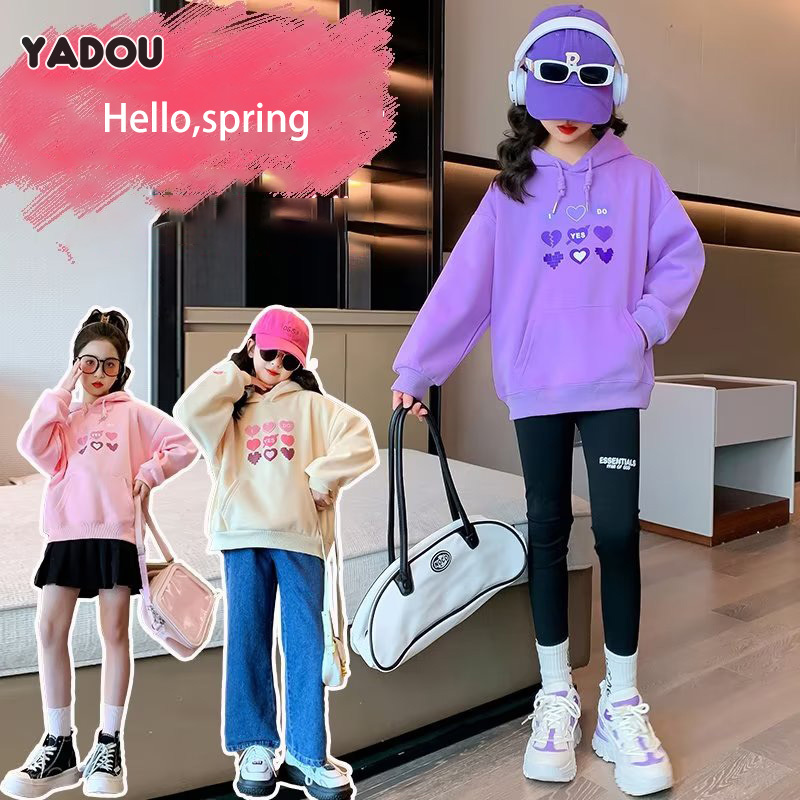 Yadou Áo Hoodie bé gái mới lỏng cô gái áo thể thao thời trang mềm mại và thoải mái