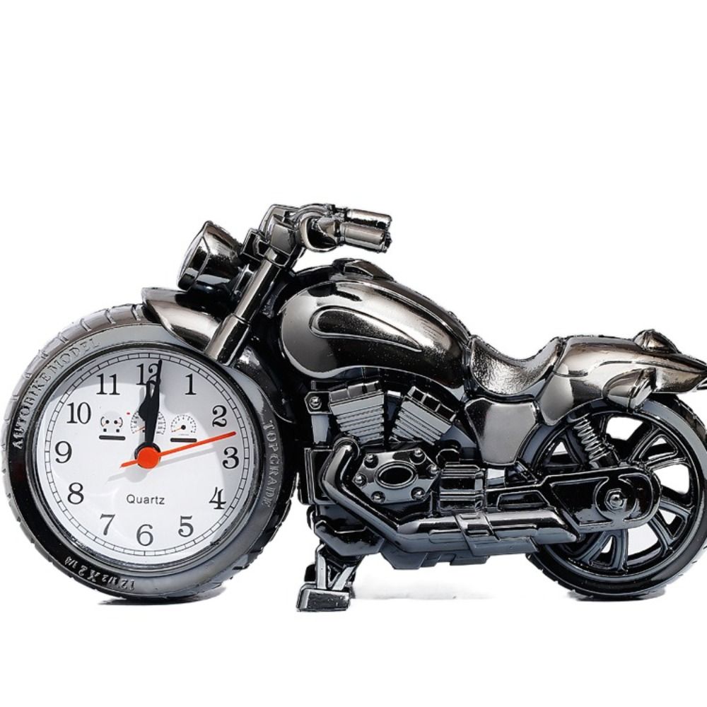 GLOWLITE Multipurpose Funny Vintage Art Crafts Arabic Numeral Home Decor Figurine Retrobedside Motorcycle Pattern Motorcycle Model Motorcycle Alarm Clock Ornament Bedside Clock