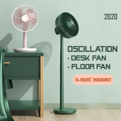 WAMP Portable Oscillating Desk Fan, 5-Speed Adjustable Table Fan, 8000mAh Rechargeable USB Type-C Charging Rotate Stand Fans