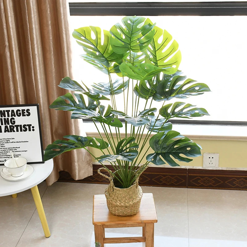 75/84Cm Nhân Tạo Cây Màu Xanh Lá Cây Lá Cọ Nhiệt đới Monstera Cây Rùa Lá Chi Nhánh Nhà Máy Giả Trong Chậu Cho Nhà Sống Trang Trí Nội Thất