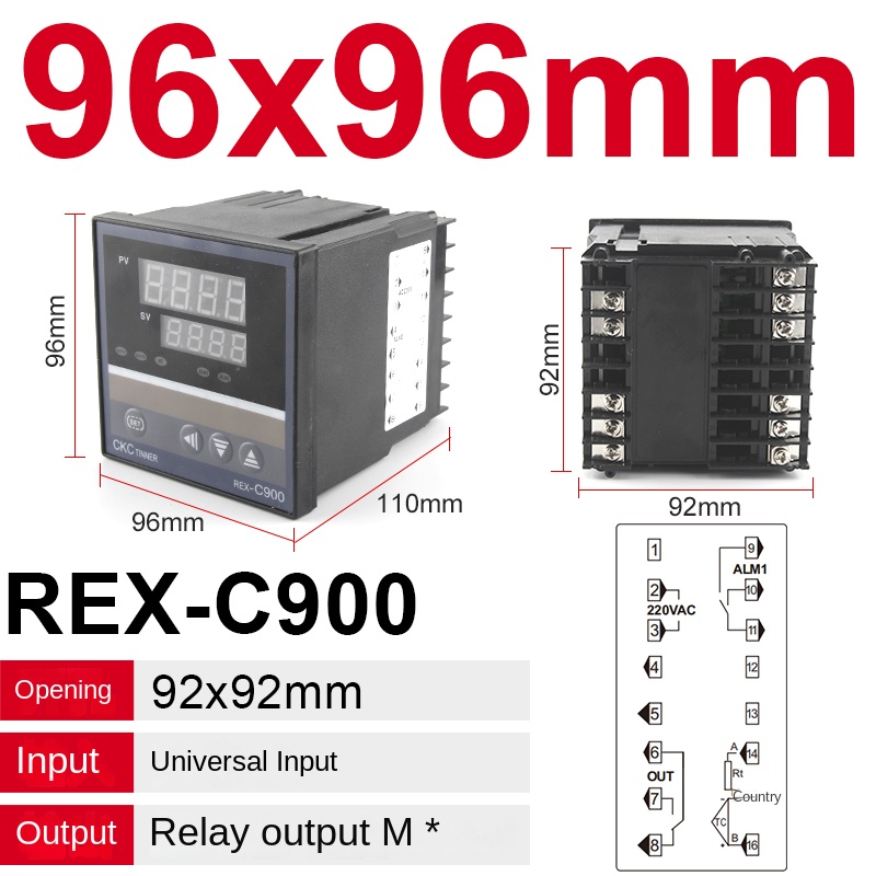 Bộ Điều Khiển Nhiệt Độ REX C900 Relay M * An | tùy chọn khác Bộ Điều Khiển REX C100/400/700/900, PID 0-1300°C, 4-20mA, SSR/Relay, Đa Màu, Công Nghiệp, IP54, Kèm Bộ Kit