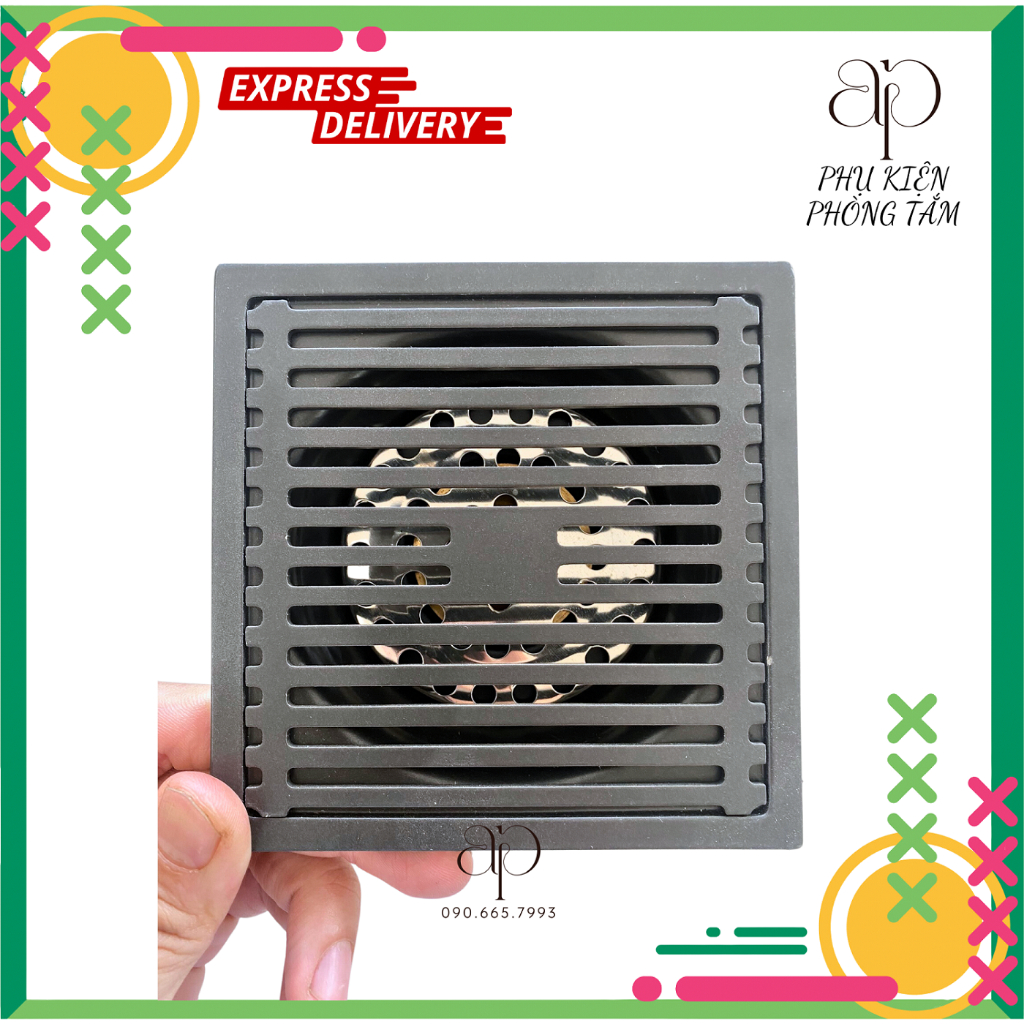 Phễu thoát sàn chống hôi chống côn trùng lưới INOX 304 đúc loại dày phi 60 90 Màu inox bóng và Xám nano siêu bền AP HOME