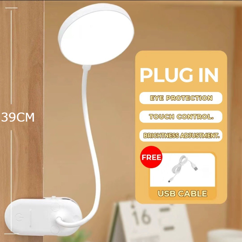LED Clip Table Lamp with Mobile Phone Stand 3 Modes Dimingable USB Rechargeable Study Desk Light