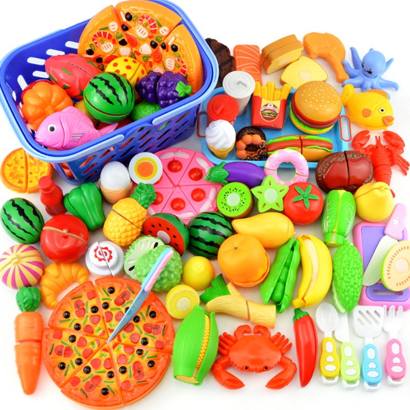 New Kids Kitchen Pretend Play Cut Toys Fruit Vegetables Miniature Food