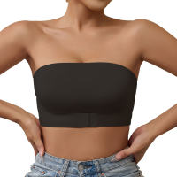 Front Closure Strapless Bra for Women Non-Slip Wireless Bandeau Bra Seamless Padded Tube Top Bralette