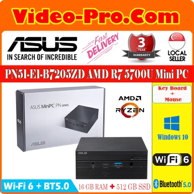 Asus Mini Pc PN51-E1-B7205ZD AMD R7 5700U, 16GB RAM, 512GB SSD-P WL KBM WL-AX VESA, WIN 10 HOME