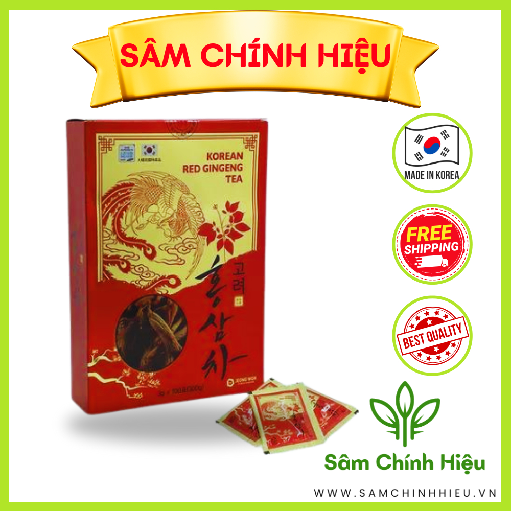 Trà hồng sâm Jeong Won Hàn Quốc hộp 100 gói x 3g Hàng chính hãng giá tốt