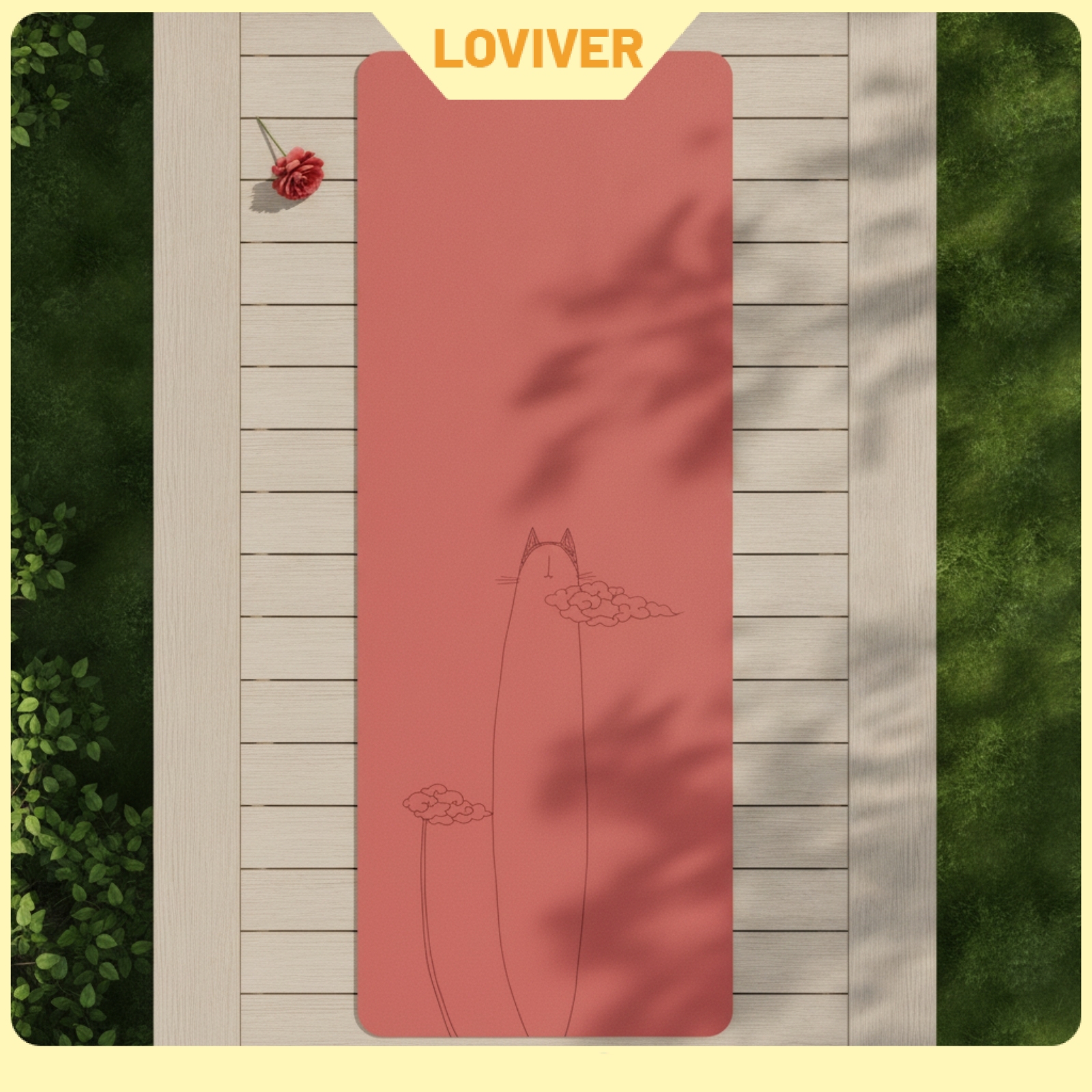 LOVIVER Non-Slip Exercise Mat with Cat Print Textured Rubber Exercise Mat Cushioned Sweat-Resistant for Yogis ราคา 11,182 บาท*ส่งฟรี
