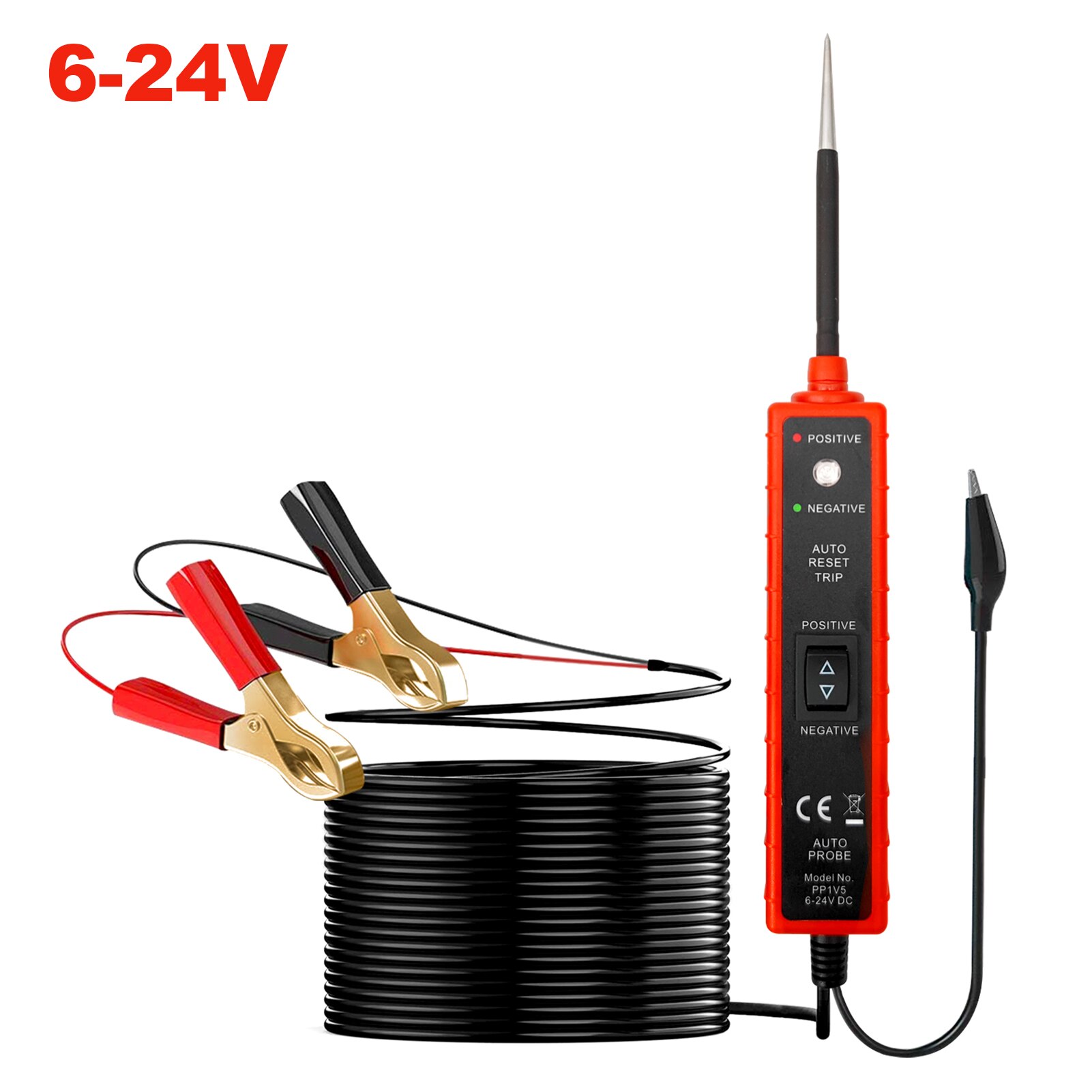 Đỏ đỏ em285 ô tô đa chức năng Ổ Đĩa Bút kiểm tra xe hệ thống điện Tester 6-24V DC ô tô Bộ kiểm thử điện điện