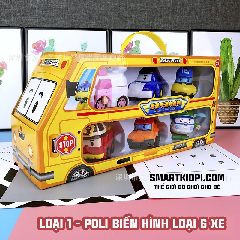 Ảnh Thật Bộ 6 Xe Robocar Poli biến hình