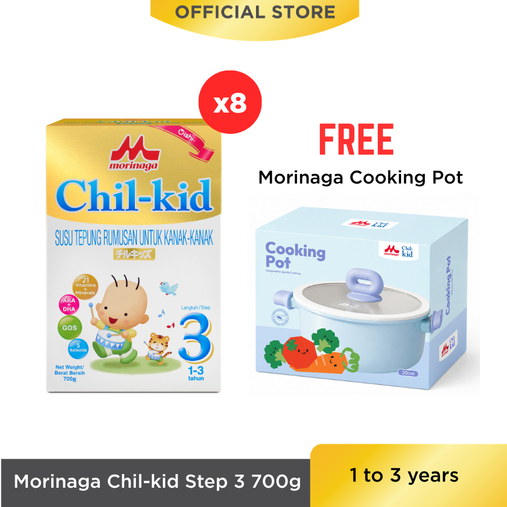 Morinaga Chil-kid Step 3 (No Sucrose) 8 boxes X 700g [Free Morinaga Cooking Pot]