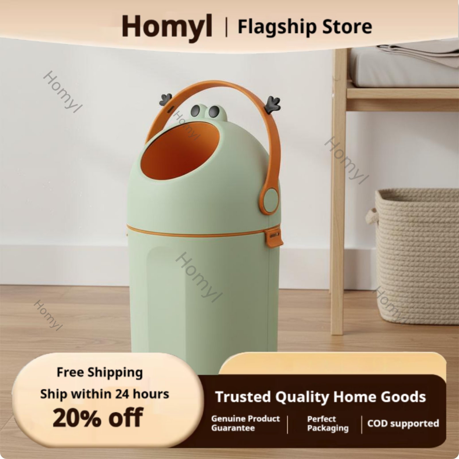 Homyl Easy to Clean Diaper Pail Odor Locking Diaper Pail Sealed Baby Trash Can