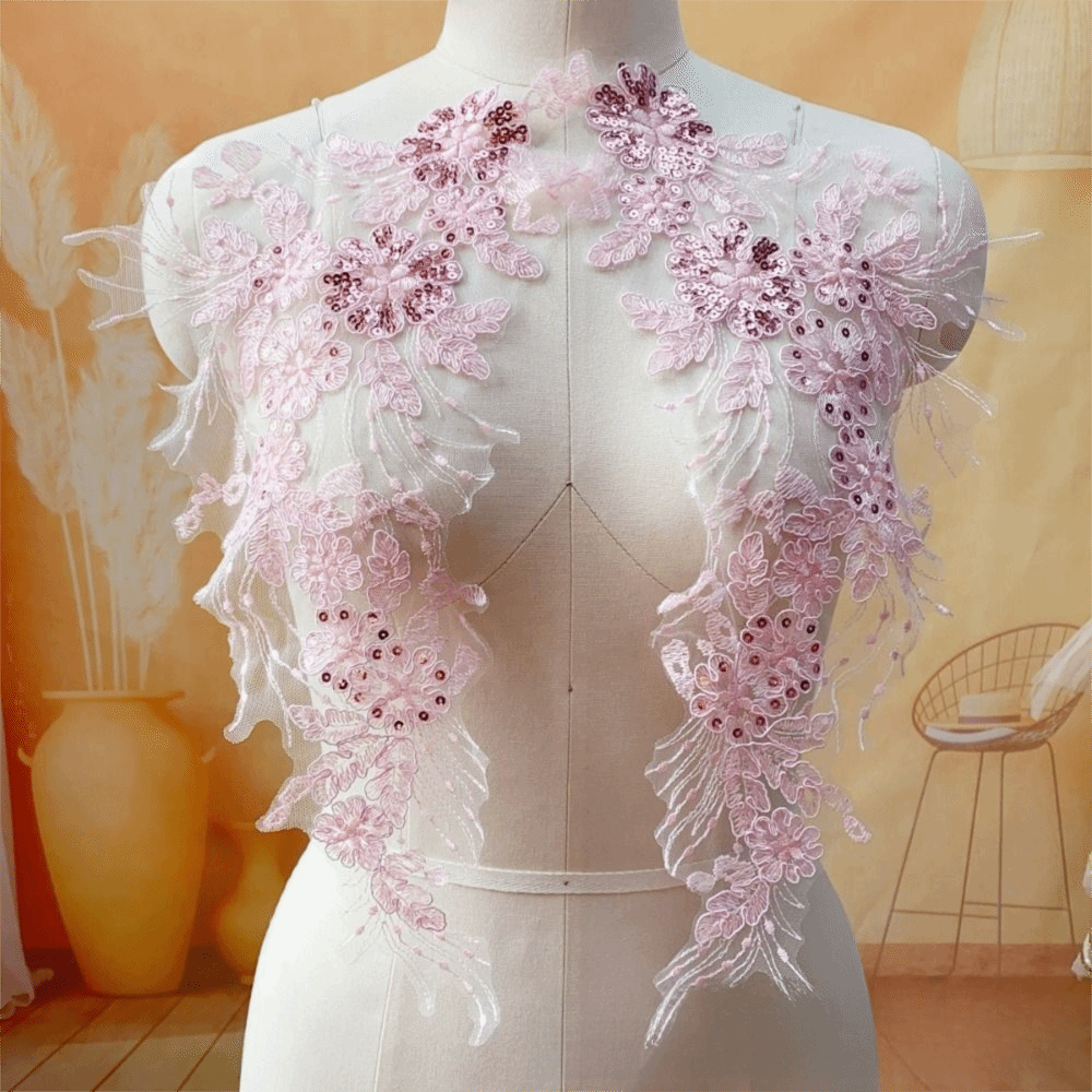 JURHOMIE Polyester Embroidery Flower Patch Colorful Embroidery Garment Ornament Fashion Floral Shape Design Chest Decor Patch Wedding Gown Decor