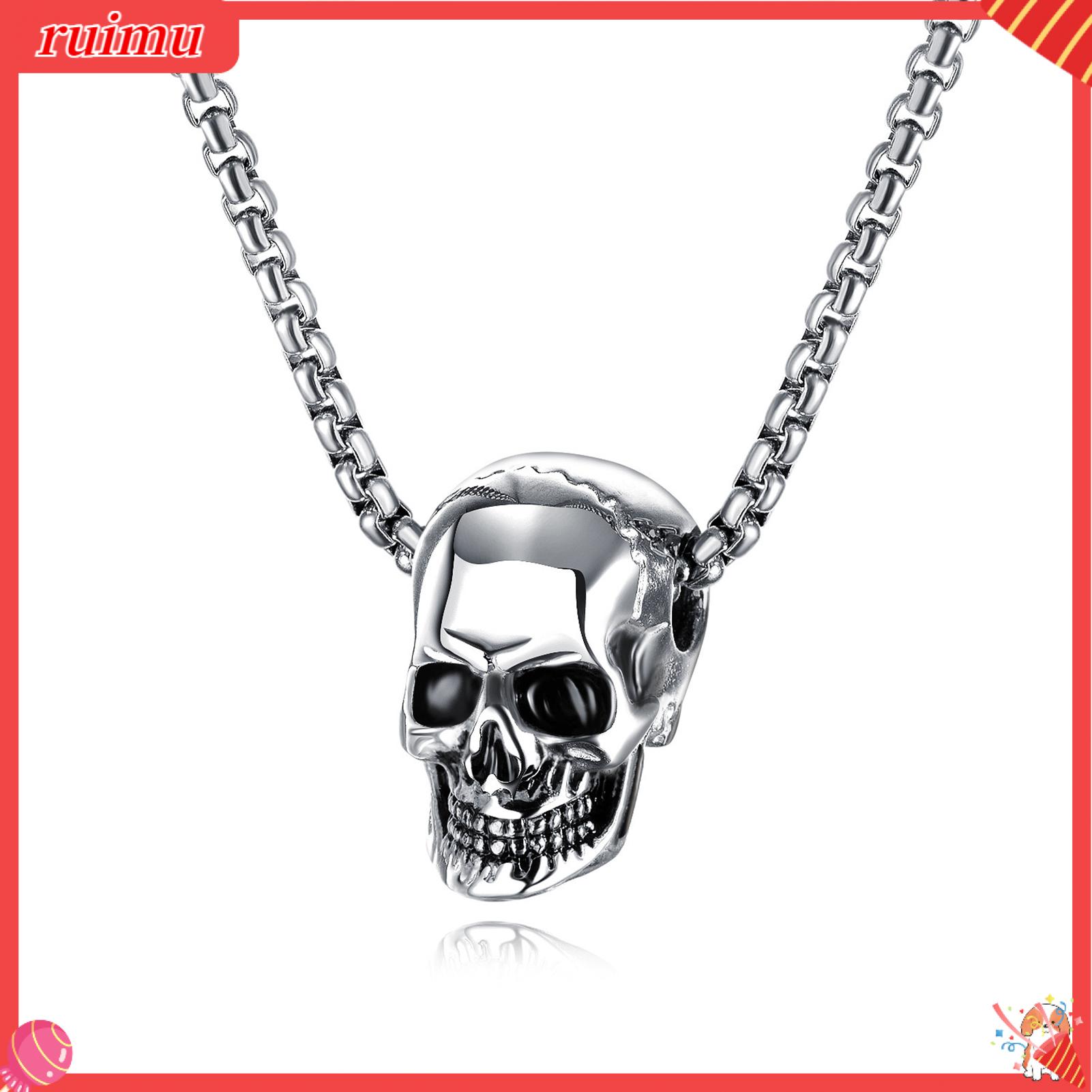 Ruimu Scream đồ treo trang trí hình đầu lâu Vòng cổ bằng thép không gỉ Vòng Cổ Cổ Điển Hip Hop xương rắn Vòng Cổ Hợp Thời Trang mặt dây bằng thép không gỉ Cho thời trang nam và nữ Phụ Kiện Cho Một Cái Nhìn