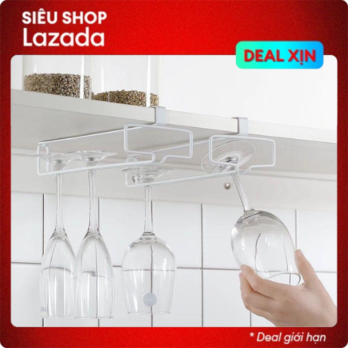 Giá treo ly rượu vang cao cấp bằng thép không gỉ 2 màu đen trắng