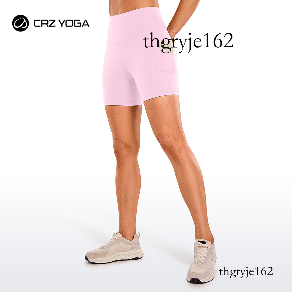 Crz Yoga Womens buttere Biker quần sooc chấm tròn 5 hes-cao eo bóng chuyền tập luyện thể thao yoga q