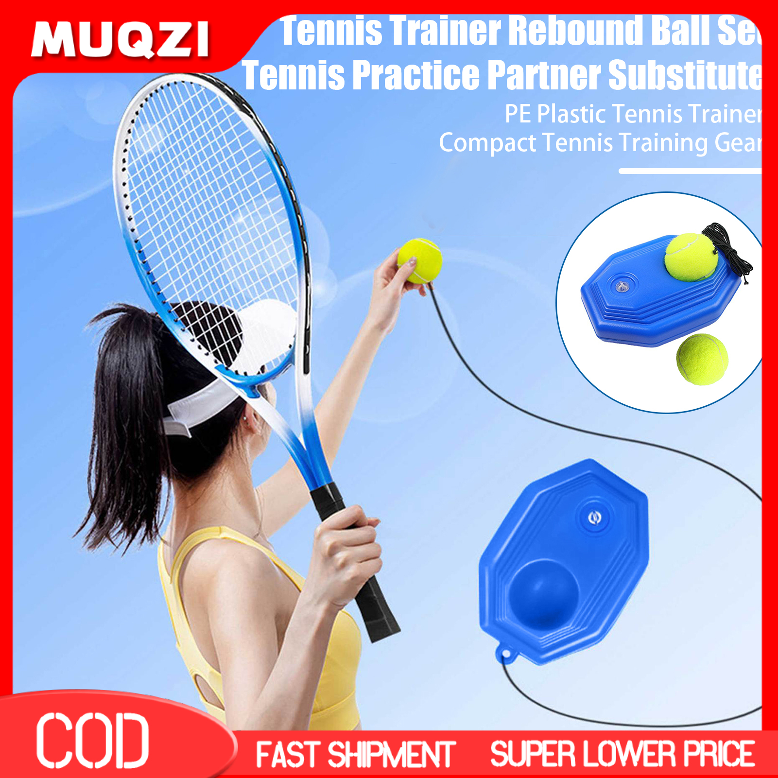 Tennis Trainer Rebound Ball Set with 2 Balls Tennis Practice Training Tool Solo Tennis Rebounder Equipment for Adults Kids