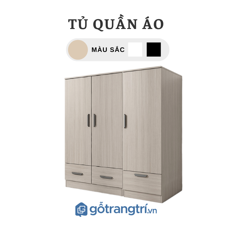 Tủ Quần Áo Bằng Gỗ Thiết Kế Sang Trọng Giao Hàng Tận Nơi GHS5961